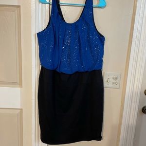 Black and blue mini dress